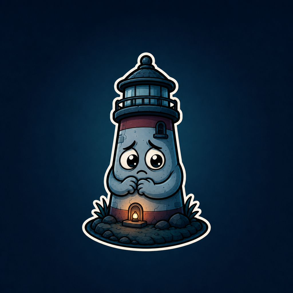 Small badge of the worried lighthouse